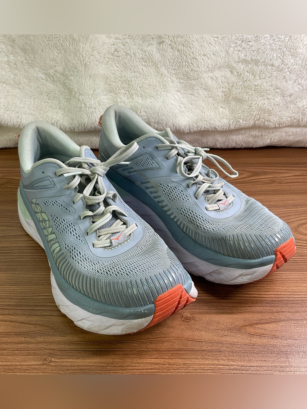 Hoka Bondi 7 Light Blue Women's Running Sneakers size 12 Comfort Support